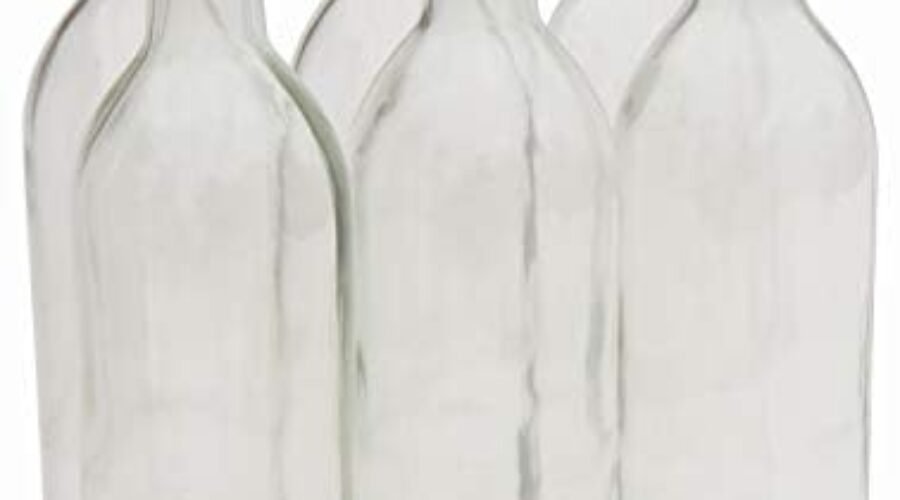 North Mountain Supply 750ml Glass Bordeaux Wine Bottle Flat-Bottomed Cork Finish – Case of 6 – Flint/Clear