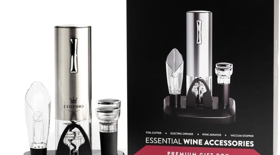 Premium Electric Wine Bottle Opener with Charging Base, Quality Italian Design, Electric Wine Opener Set, Corkscrew Opener, Display Charging Station, an Unique Gift for Wine Lovers