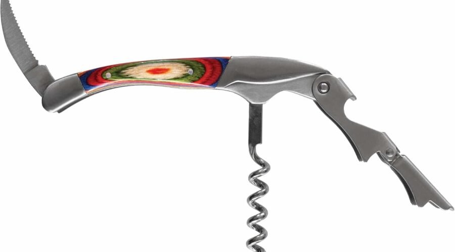 Totally Bamboo Baltique Marrakesh Collection Waiter’s Friend Wine Key for Servers, Multifunctional Wine Opener with Corkscrew, Foil Cutter and Bottle Opener