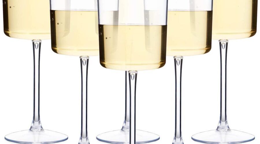 Ciaell 12 Pack Clear Plastic Wine Glasses – 10 Oz Disposable Wine Glasses with Stem for Parties & Weddings & Poolside & Outdoors & Camping