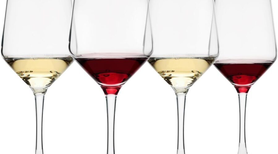 Wine Glasses Set of 4, 13.5oz Red & White Wine Glasses for Party, Long Stem Wine Glasses, Lead-free, Ideal Wine Accessories Gift (Clear)
