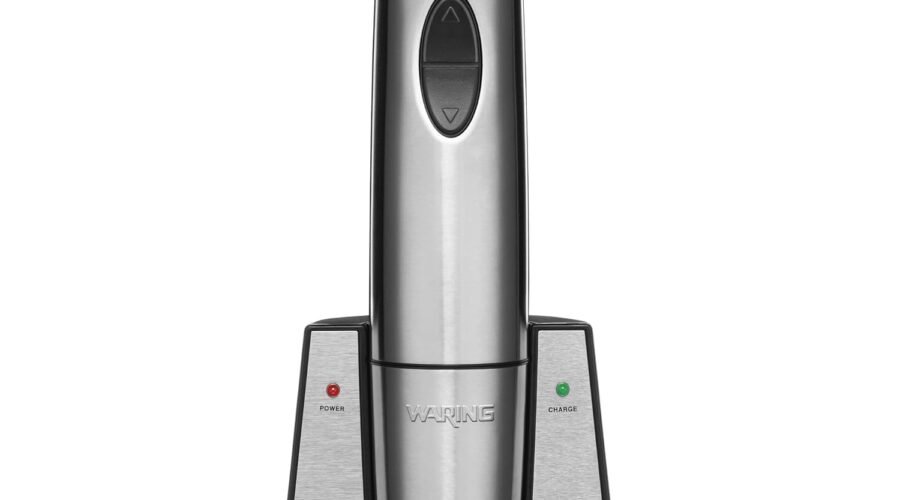 Waring Commercial WWO120 Portable Electric Wine Bottle Opener with Recharging Station,Silver