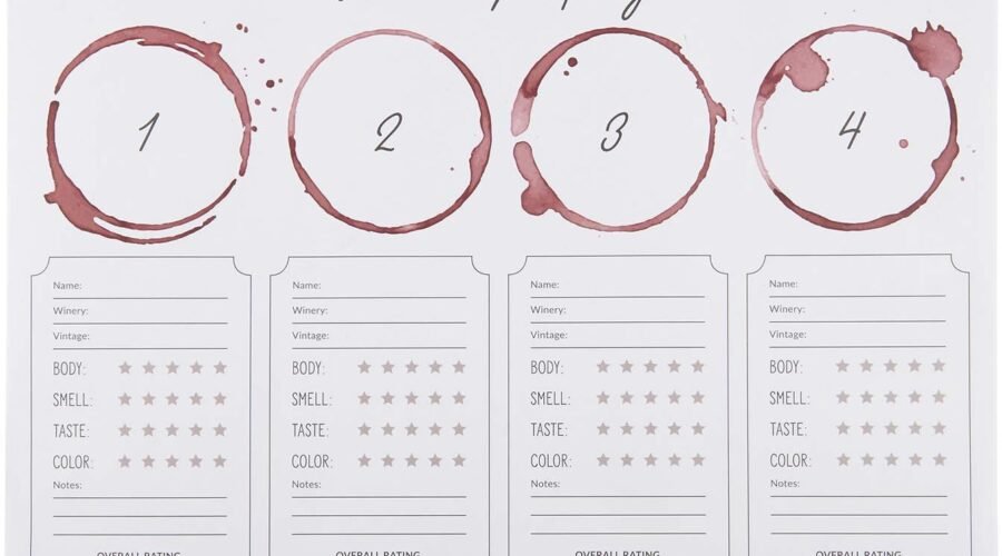 SB Design Studio SIPS Wine Tasting Placemats, 24-Count, Paper