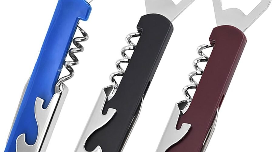 3 Pcs Wine and Beer Dual Purpose Bottle Openers, 5.5 Inch Alloy Bottle Opener are Wldely Used for Party, Daily Life, Travel and Good Gifts for Festivals (Red Black Blue)