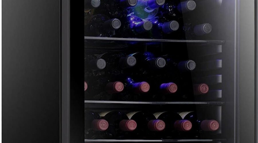 Antarctic Star 36 Bottle Wine Cooler/Cabinet BeverageRefrigerator Small Mini Wine Cellar Beer Soda Bar Fridge Quiet Operation Compressor Adjust Temperature Freestanding Black, 4.4 Cu. ft