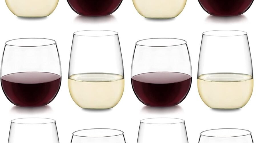 Libbey Stemless 12-Piece Wine Glass Party Set for Red and White Wines