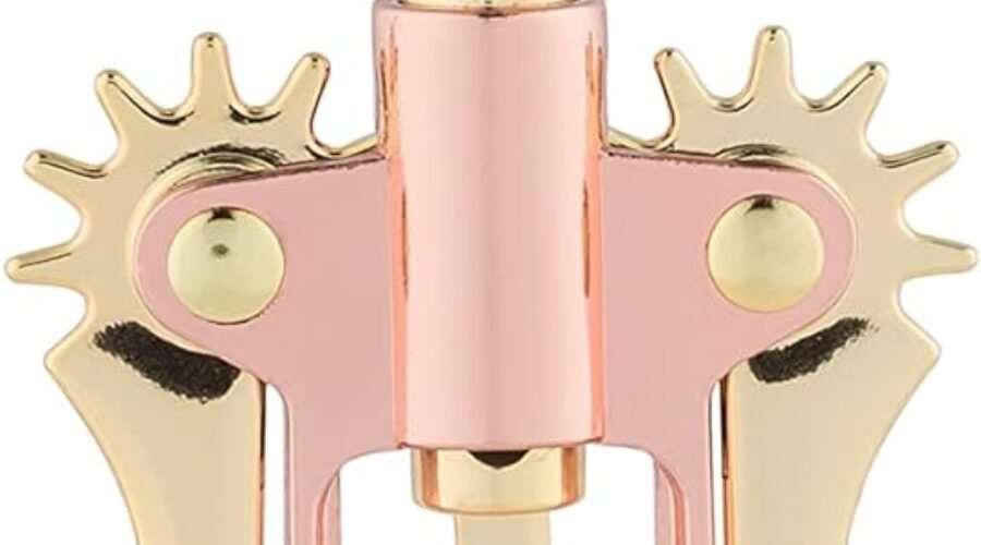 Twine Two-Tone Copper and Gold Winged Corkscrew, Self Centering Worm, Wine Bottle Opener, Lever Arms, Stainless Steel Set of 1