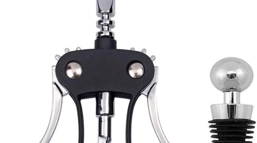 Wing Corkscrew,Ilyever Premium Wine Opener with Bottle Stopper,Multifunctional Corkscrew Wine Cork Opener Bottler Opener Remover for Home, Kitchen,Restaurant,Party and as Gift,Black