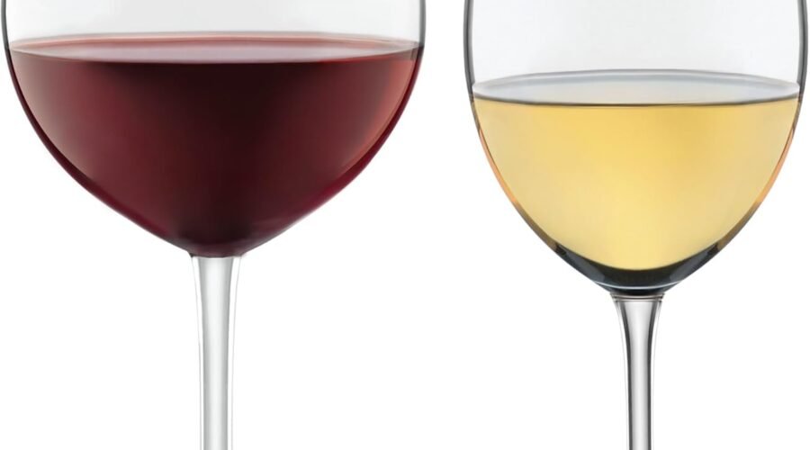 Libbey Vineyard Reserve Wine Glass Set of 12, Red and White Clear Wine Glasses, Merlot, Bordeaux, Chardonnay Gifts, Lead-Free Party Wine Glasses