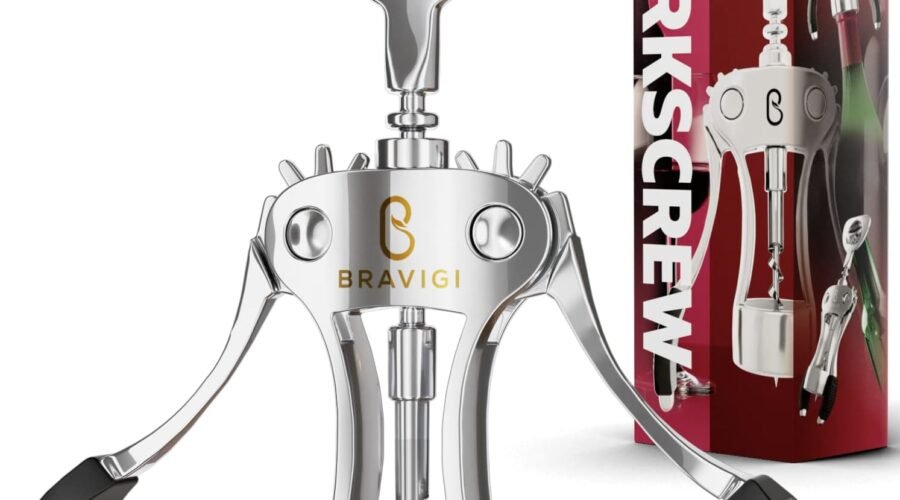 Premium Wine Opener, Wing Corkscrew – Made w/Heavy Duty Stainless Steel Screw & Zinc Alloy Body – Perfect Corkscrew to Open Wine & Beer Bottles – Great Bootle Opener For Bartenders, Restaurants & Home