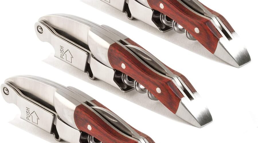Professional Waiter Corkscrew Wine Key for Bartenders Set of 3,With Long Rosewood Handle Stainless Steel Handle Wine Opener for Bar Restaurant Waiters, Sommelier, Bartend (Rose Wood 3 Packs)