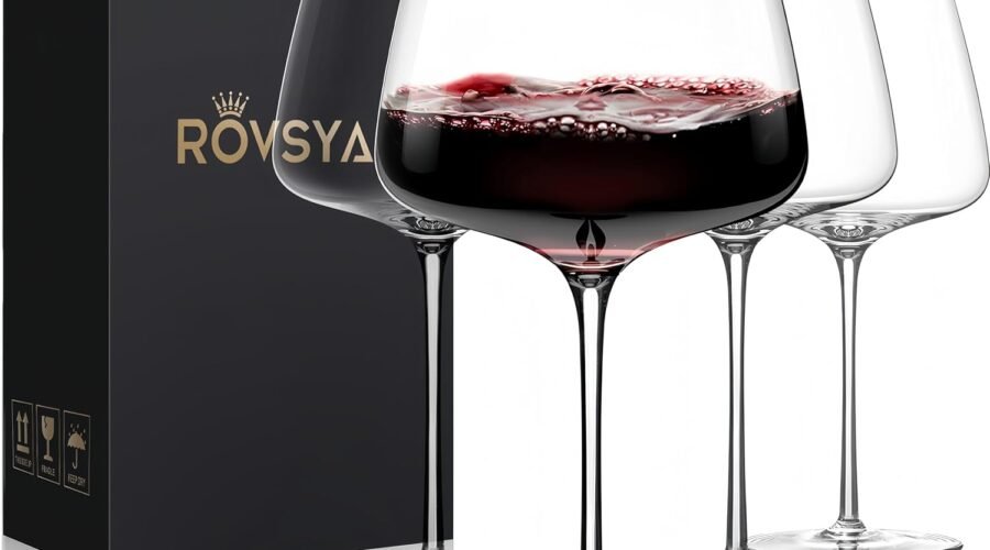 OJA Red Wine Glasses Set of 4, Large Burgundy Glasses 23 OZ, Hand Blown Crystal Glass Light, Clear, Best for Wine tasting, Birthday, Christmas, Anniversary, Father’s Day