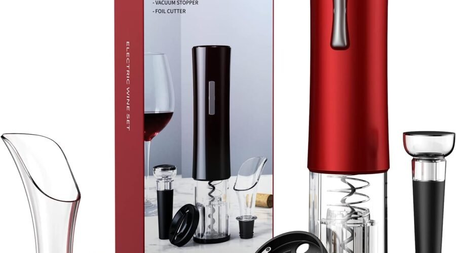 Wine Bottle Opener, A Must-Have for Wine Lover Gift,Electric Wine Bottle Opener with Foil Cutter,Vacuum Stoppers,and Pourer