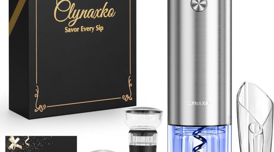Electric Wine Opener Set – Premium Wine Gifts with Wine Opener, Foil Cutter, Wine Aerator, Vacuum Stopper, and Elegant Gift Box – Ideal Gift for Mother’s Day Father’s Day Birthday Anniversary