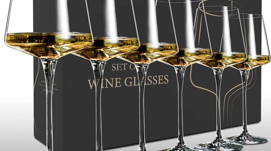 Wine Glasses Set of 6,Crystal White Wine Glasses,Red Wine Glass Set,Long stem Wine Glasses,Clear Lead-Free Premium Blown Glassware (18.5oz,6 pack)